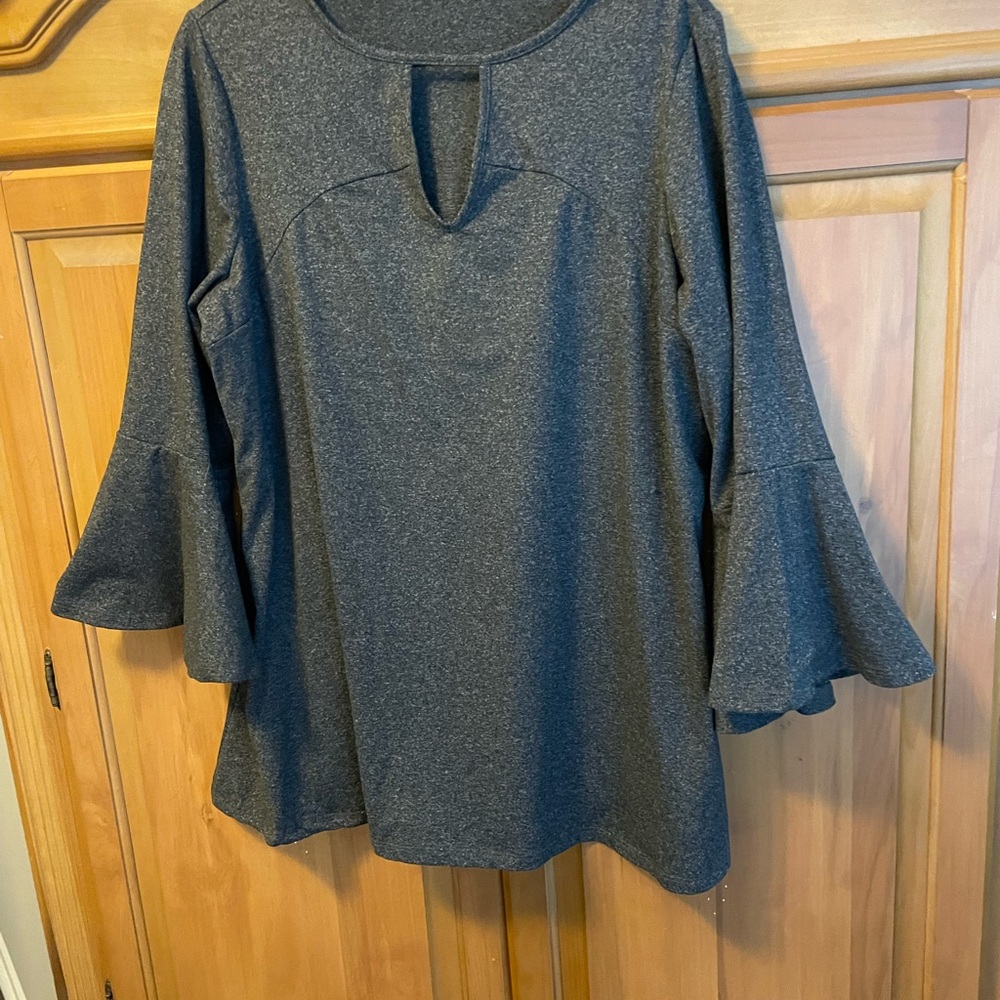 East Adeline Gray Women's Top with Flared Sleeves